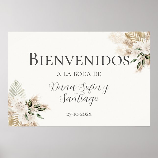 Affiche Boho Mariage espagnol Signet de bienvenue (Devant)