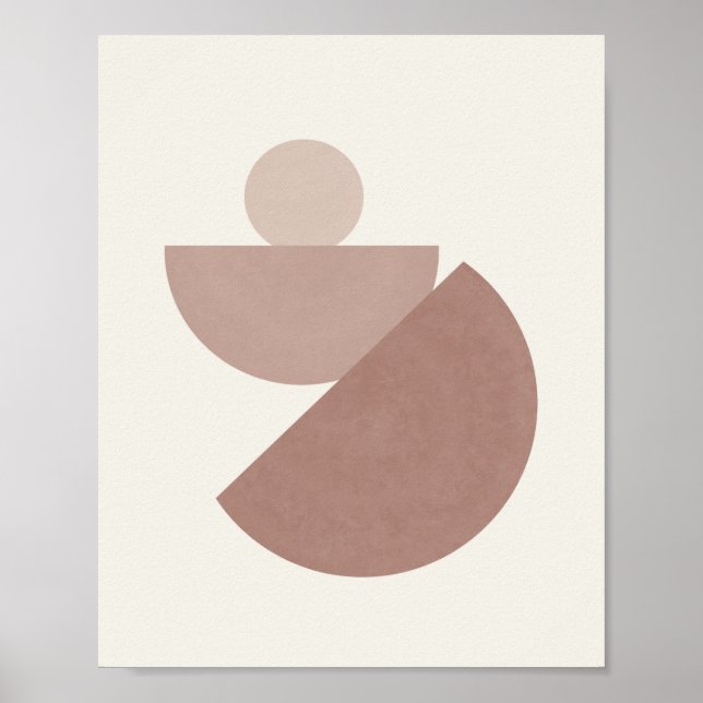 Affiche Boho Mid Century rose doux et beige (Devant)