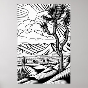 Affiche Boho Minimal Paysage noir et blanc