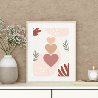 Boho minimal simple Coeurs Feuille d'art Plante