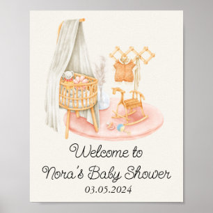 Affiche Boho minimaliste Nursery Girl Baby shower