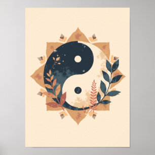 Affiche Boho minimaliste Yin-Yang Mur Art