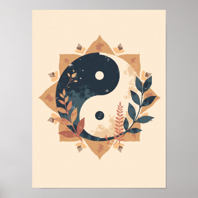 Affiche Boho minimaliste Yin-Yang Mur Art (Devant)