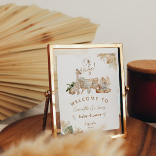 Affiche Boho Modern Heart Font Baby shower Bienvenue