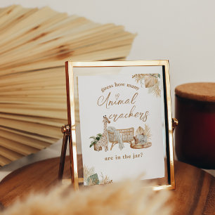 Affiche Boho Modern Heart Font Baby shower Guess Game Sign