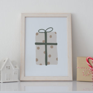 Affiche Boho moderne Beige Noël présent Mur Art Imprimer