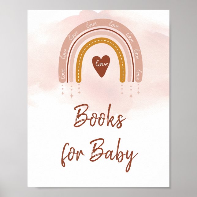 Affiche Boho Moderne Blush rose Arc-en-ciel Livres Pour Bé (Devant)