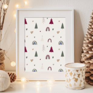 Affiche Boho moderne Noël Beige Mur Art Imprimer