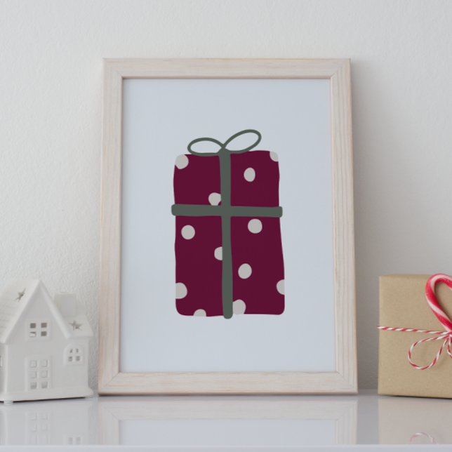 Affiche Boho moderne rouge et vert Noël présent Imprimer (Créateur téléchargé)