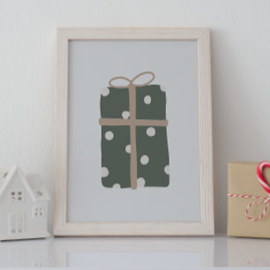 Affiche Boho moderne vert Noël présent Mur Art Imprimer