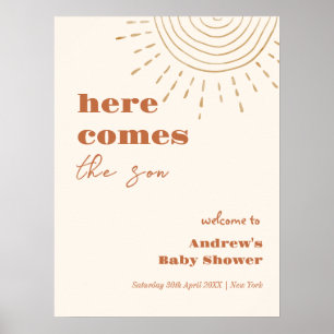 Affiche Boho Moderne Voici Le Baby shower Son Accueil