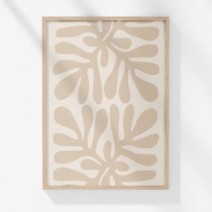 Affiche Boho Muted Beige Neutral Botanical Art Abstrait