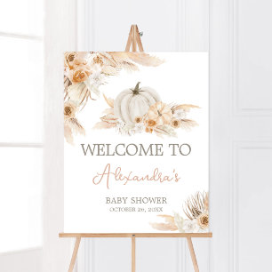 Affiche Boho Neutral Citrouille Baby shower Bienvenue