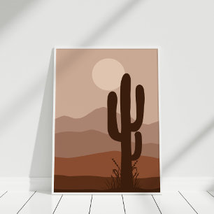 Affiche Boho Night Desert Cactus Pleine lune Wall Art