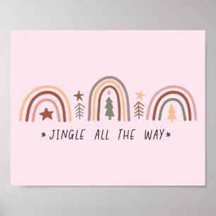 Affiche Boho Noël arc-en-ciel Muet tonalités Jingle rose