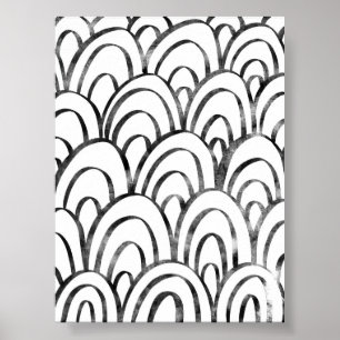 Affiche Boho noir et blanc Abstrait Rainbow Wall Art