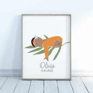 Affiche Boho Nouveau-né bébé Nom de la fille Nursery Poste