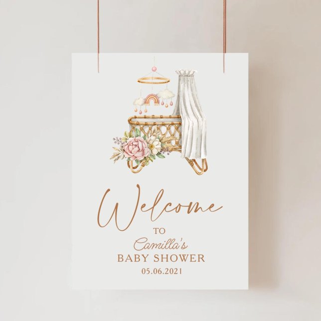 Affiche Boho Nursery Literie Florale de Berceau Bébé Showe (Créateur téléchargé)