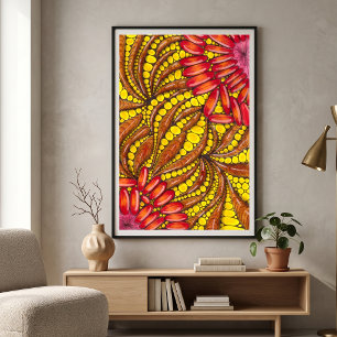 Affiche Boho organique abstrait maximaliste chaleureux