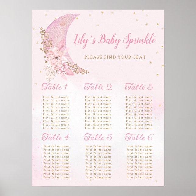 Affiche Boho Over the Moon Baby shower Seating Chart (Devant)
