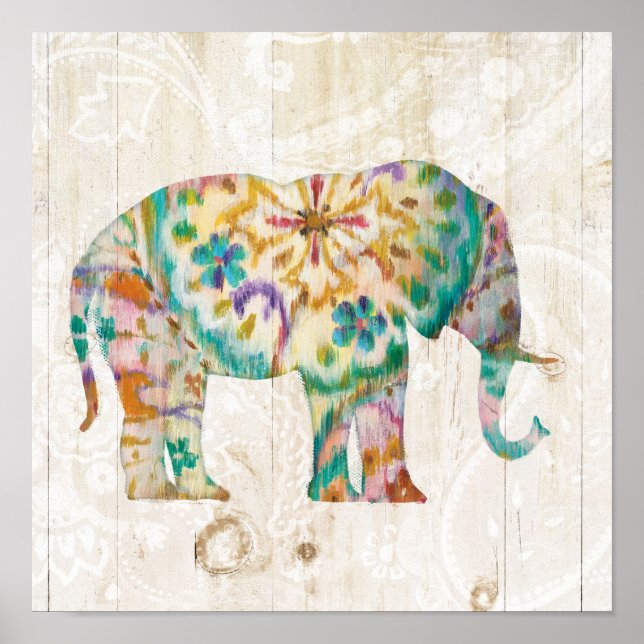 Affiche Boho Paisley Elephant I (Devant)