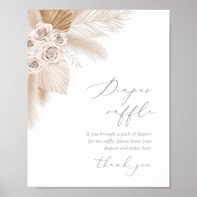 Affiche Boho Pampas Baby shower de laiton Raffin de couche (Devant)