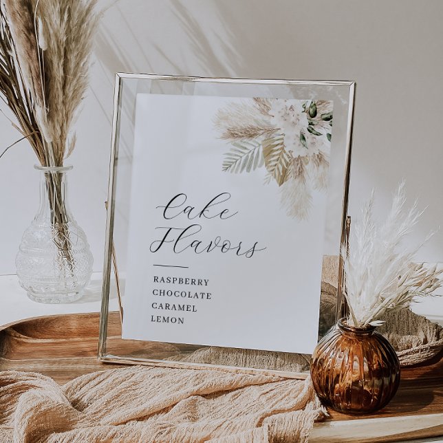 Affiche Boho pampas et verdure signe des saveurs de gâteau (Créateur téléchargé)