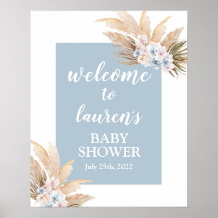 Affiche Boho Pampas Grass Baby shower Garçon Panneau de bi