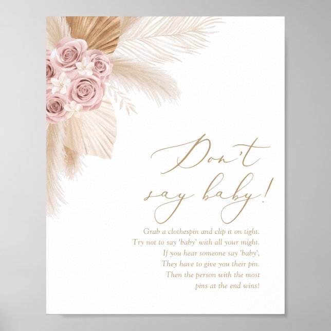 Affiche Boho Pampas Grass Baby shower Late Night Diapos (Devant)