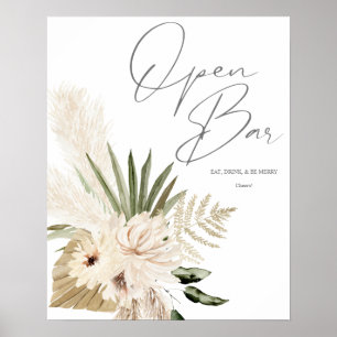 Affiche Boho Pampas Grass & Beige Floral Open Bar Signal 2