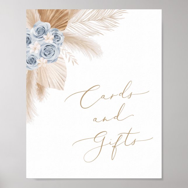 Affiche Boho Pampas Grass Boy Baby Shower Cards and Gifts (Devant)