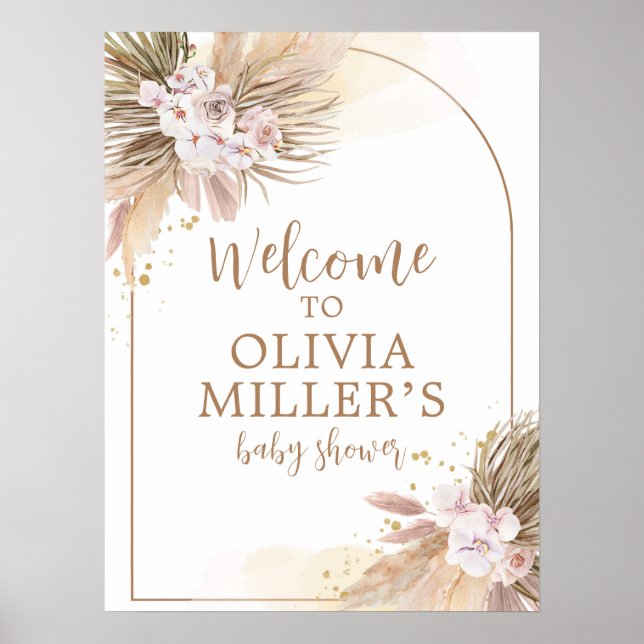 Affiche Boho Pampas Grass Desert Baby shower Bienvenue (Devant)