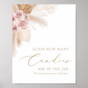 Affiche Boho Pampas Grass Devinez Combien de bonbons Signa