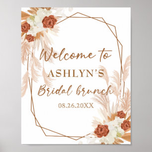 Affiche Boho Pampas Grass Élégant Brunch nuptial Bienvenue