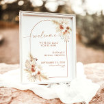 Affiche Boho Pampas Grass Fête des mariées Bienvenue<br><div class="desc">Cette belle affiche de bienvenue personnalisable présente un design minimaliste avec un schéma de couleurs terreuses et désertiques - parfait pour un événement saturé de tons neutres et est une belle façon d'accueillir chaleureusement vos invités à votre mariage, douche nuptiale, baby shower ou événement spécial. Modifiez facilement la plupart des...</div>