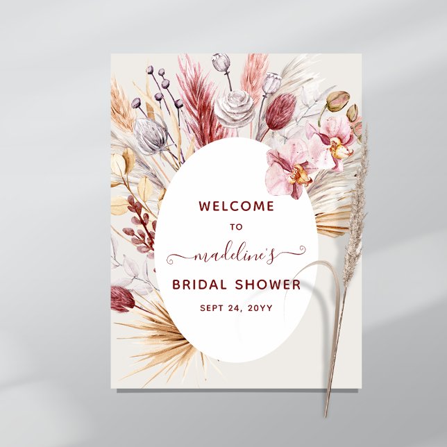 Affiche Boho Pampas Grass Floral Fête des mariées Bienvenu (Créateur téléchargé)