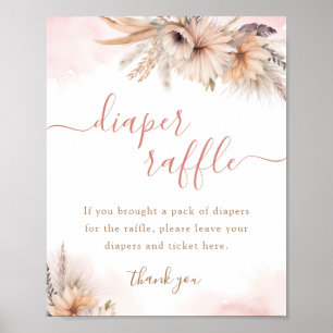 Affiche Boho Pampas Grass Girl Baby shower Déchets Raffle