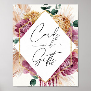 Affiche Boho Pampas Grass séché Bouquet Cartes et Cadeaux