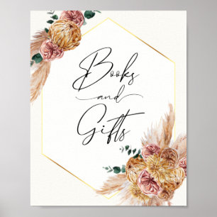 Affiche Boho Pampas Grass séché Bouquet Livres et Cadeaux