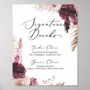 Affiche Boho Pampas Grass Signature Boissons Signal
