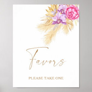 Affiche Boho pampas herbe - faveurs s'il vous plaît prendr