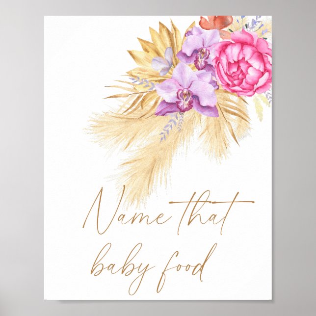 Affiche Boho pampas herbe - nom de l'alimentation pour béb (Devant)