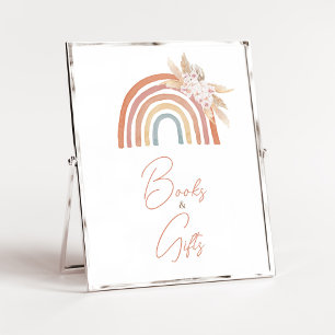 Affiche Boho Pampas rose Arc-en-ciel Livres et Cadeaux