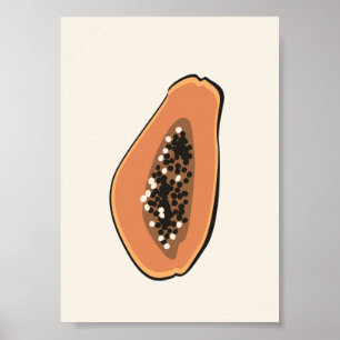 Affiche Boho Papaya Fruit Illustration Été Imprimer