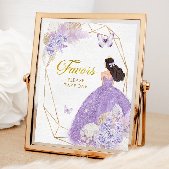Affiche Boho Papillon pourpre Quinceañera favorise (Créateur téléchargé)