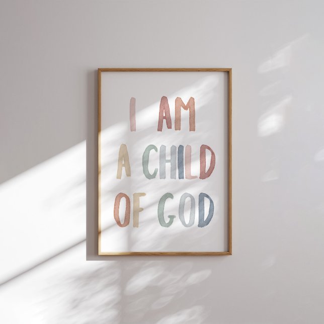 Affiche Boho pastel Je suis un enfant de Dieu imprimer (Créateur téléchargé)