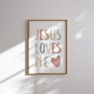 Affiche Boho pastel Jésus m'aime imprimer