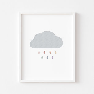 Affiche Boho pastel rainbow drop cloud print