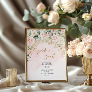 Affiche Boho pastel rose et or Choisir un siège