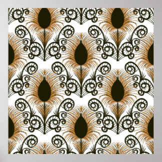 Affiche Boho Peacock Bijou en plumes Tone Brown & Or